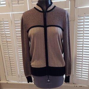 Mandarin Collar Brown & Black Sweater Top/Jacket by Epic Steven Size 4